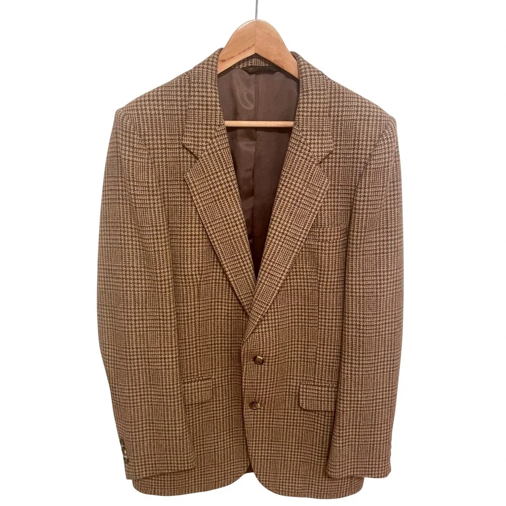 Vintage Sport Coat Blazer Wool Saks Fifth Avenue Daniel Hechter Glen Plaid 42R